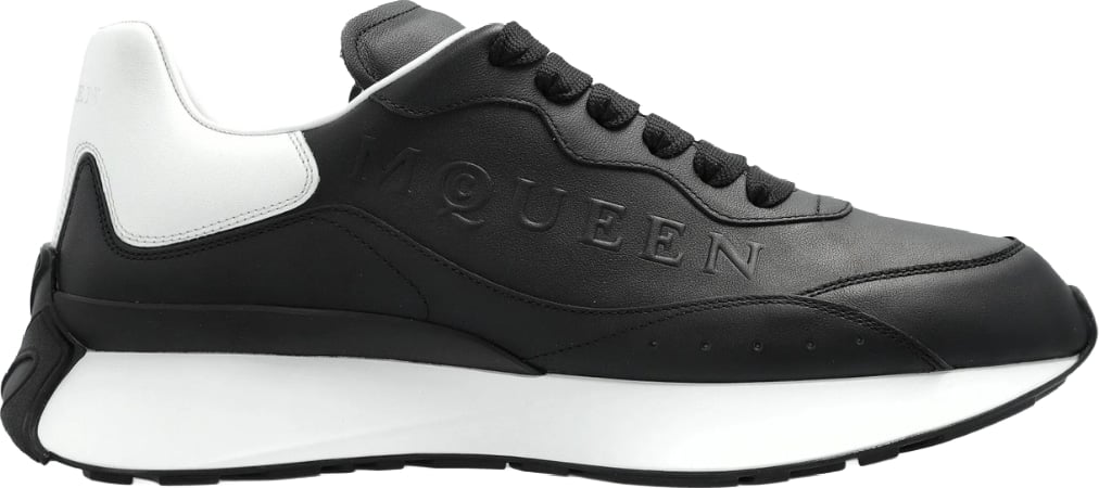 Alexander McQueen Black White leather logo trainers