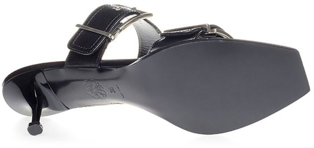 Alexander McQueen Black Leather Stiletto Heel Sandals