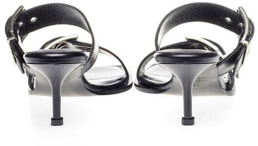 Alexander McQueen Black Leather Stiletto Heel Sandals