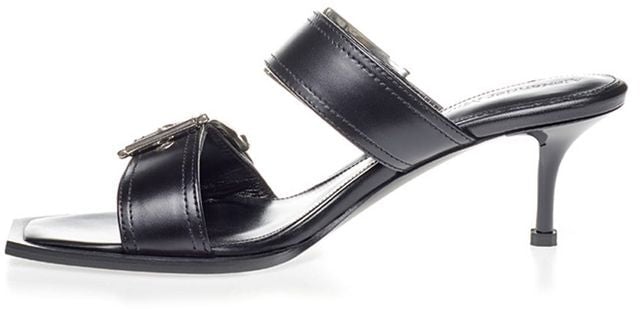 Alexander McQueen Black Leather Stiletto Heel Sandals