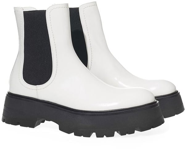 Alexander McQueen Black And White Leather Chelsea Boots