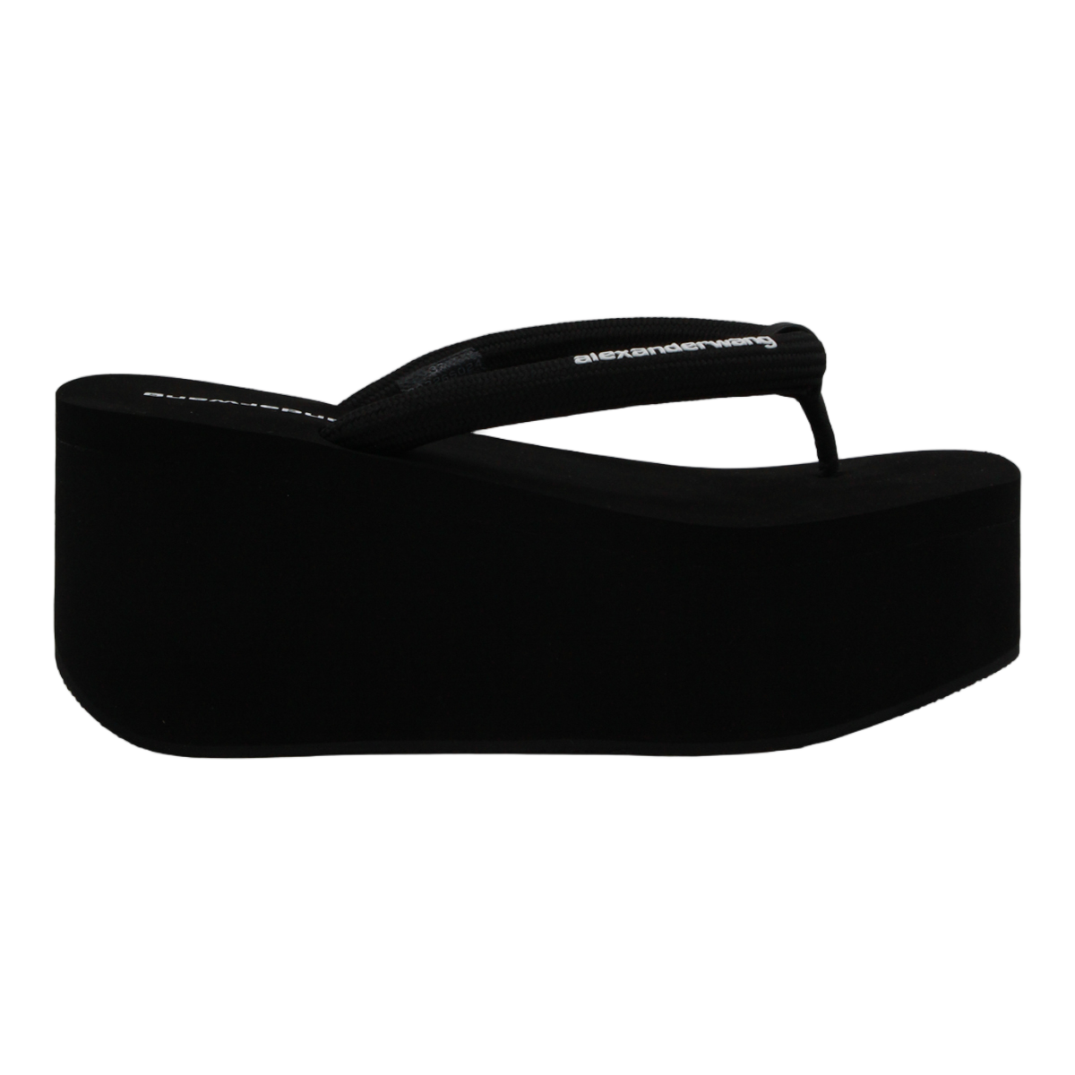 Monochromatic Platform Sandals with Elevated Sole and Branding