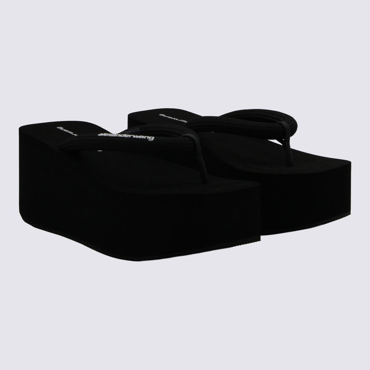 Monochromatic Platform Sandals with Elevated Sole and Branding