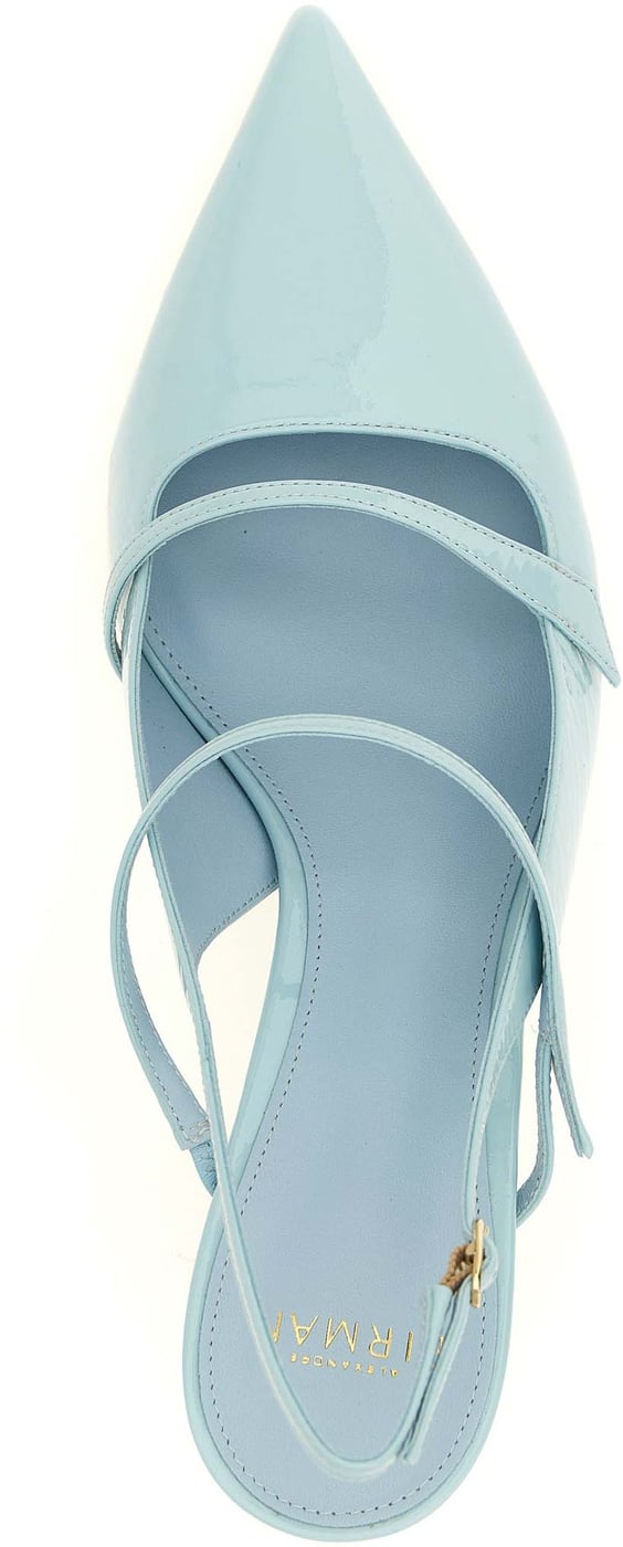 Alexandre Birman Blue Cowhide Mid Heel Pumps