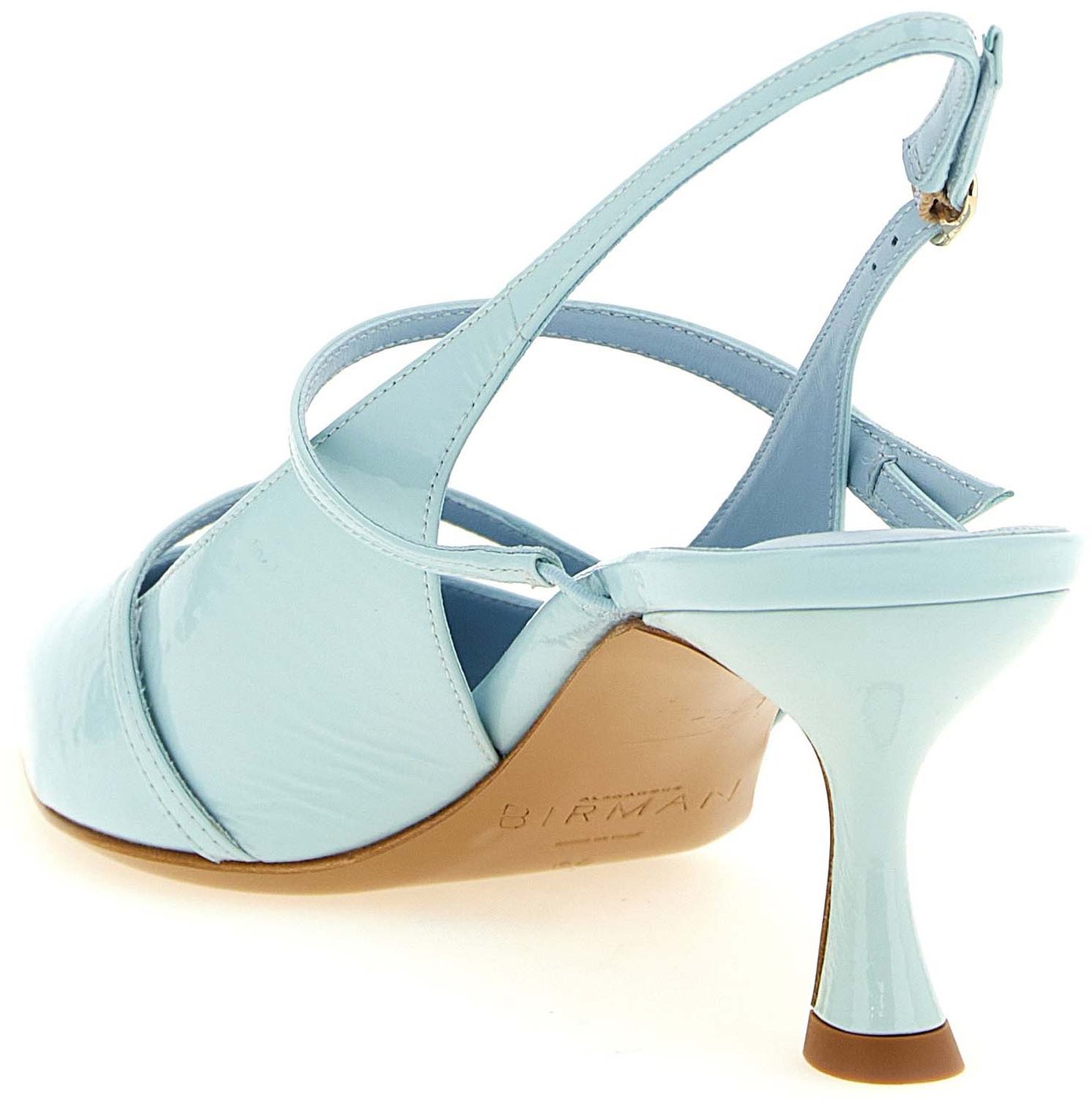 Alexandre Birman Blue Cowhide Mid Heel Pumps