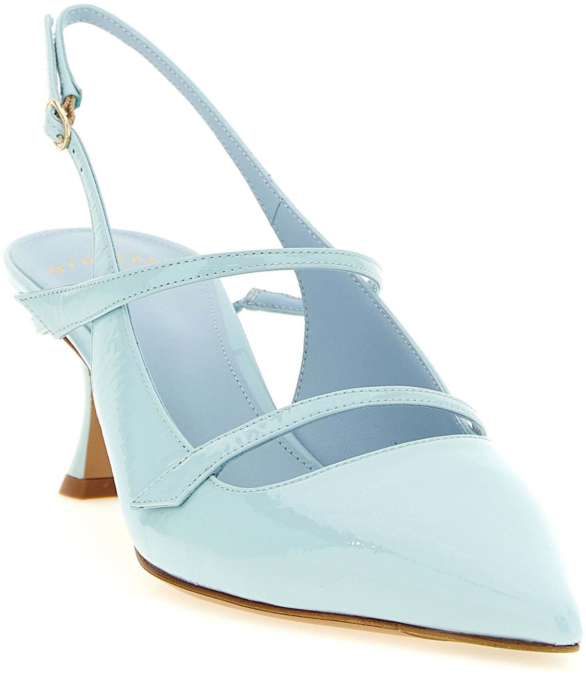 Alexandre Birman Blue Cowhide Mid Heel Pumps