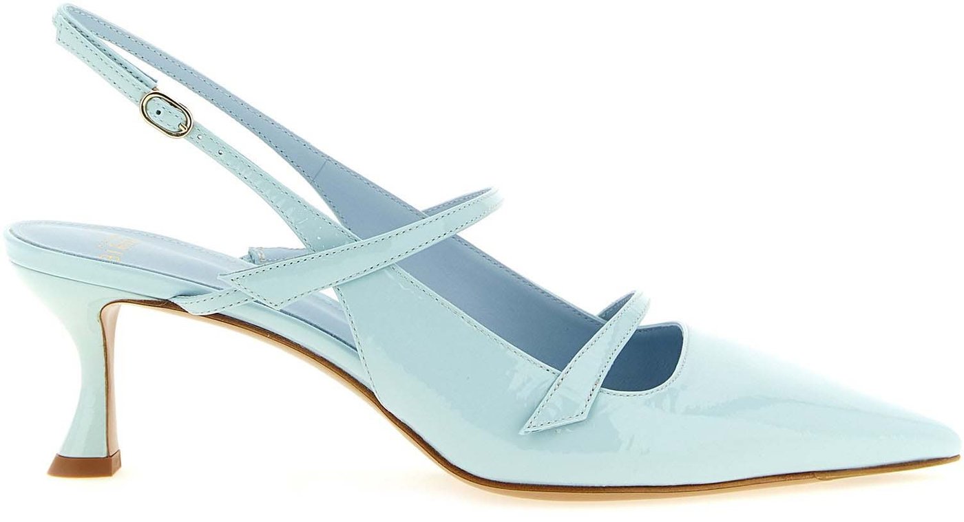 Alexandre Birman Blue Cowhide Mid Heel Pumps