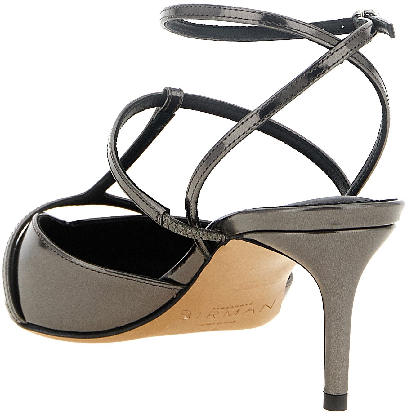 Alexandre Birman Silver Calfskin Mid Heel Pumps