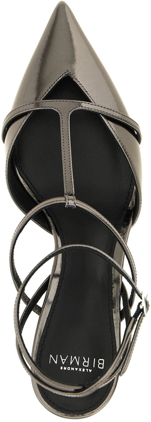 Alexandre Birman Silver Calfskin Mid Heel Pumps