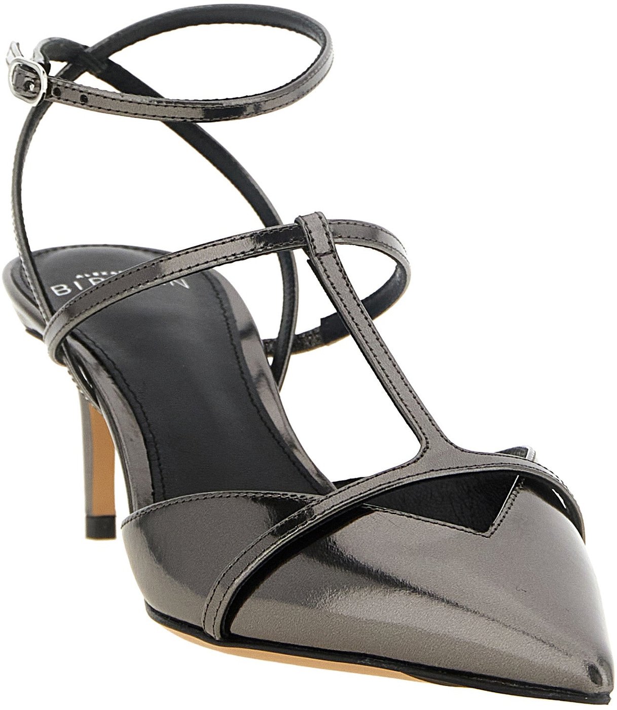 Alexandre Birman Silver Calfskin Mid Heel Pumps