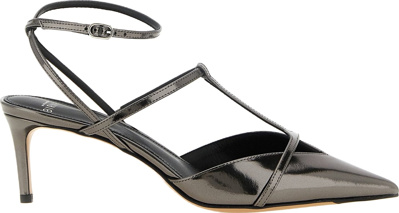 Alexandre Birman Silver Calfskin Mid Heel Pumps