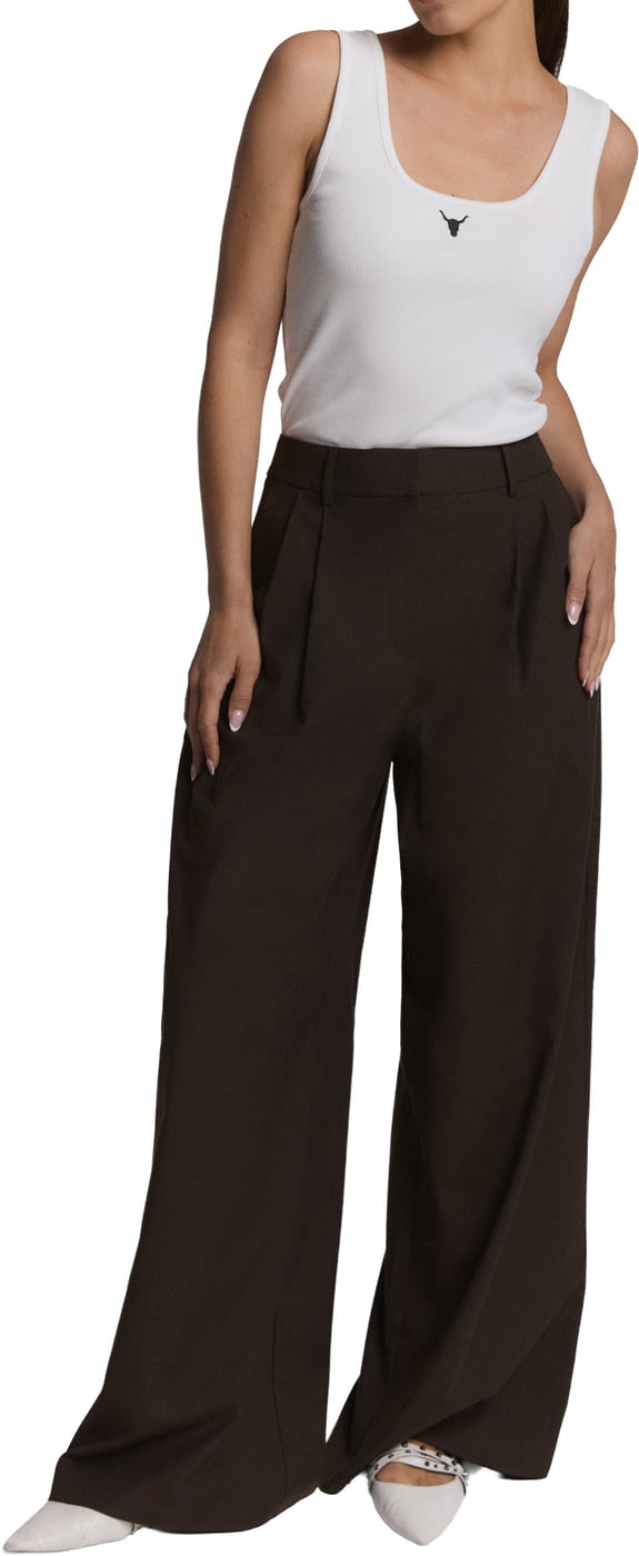 Alix The Label Ladies Woven Wide Leg Pants Pantalons Donkerbruin 2608136875