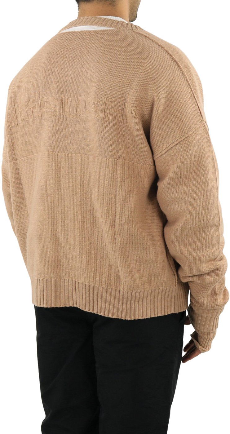 Heren Oversized Logo Cardigan  Natur