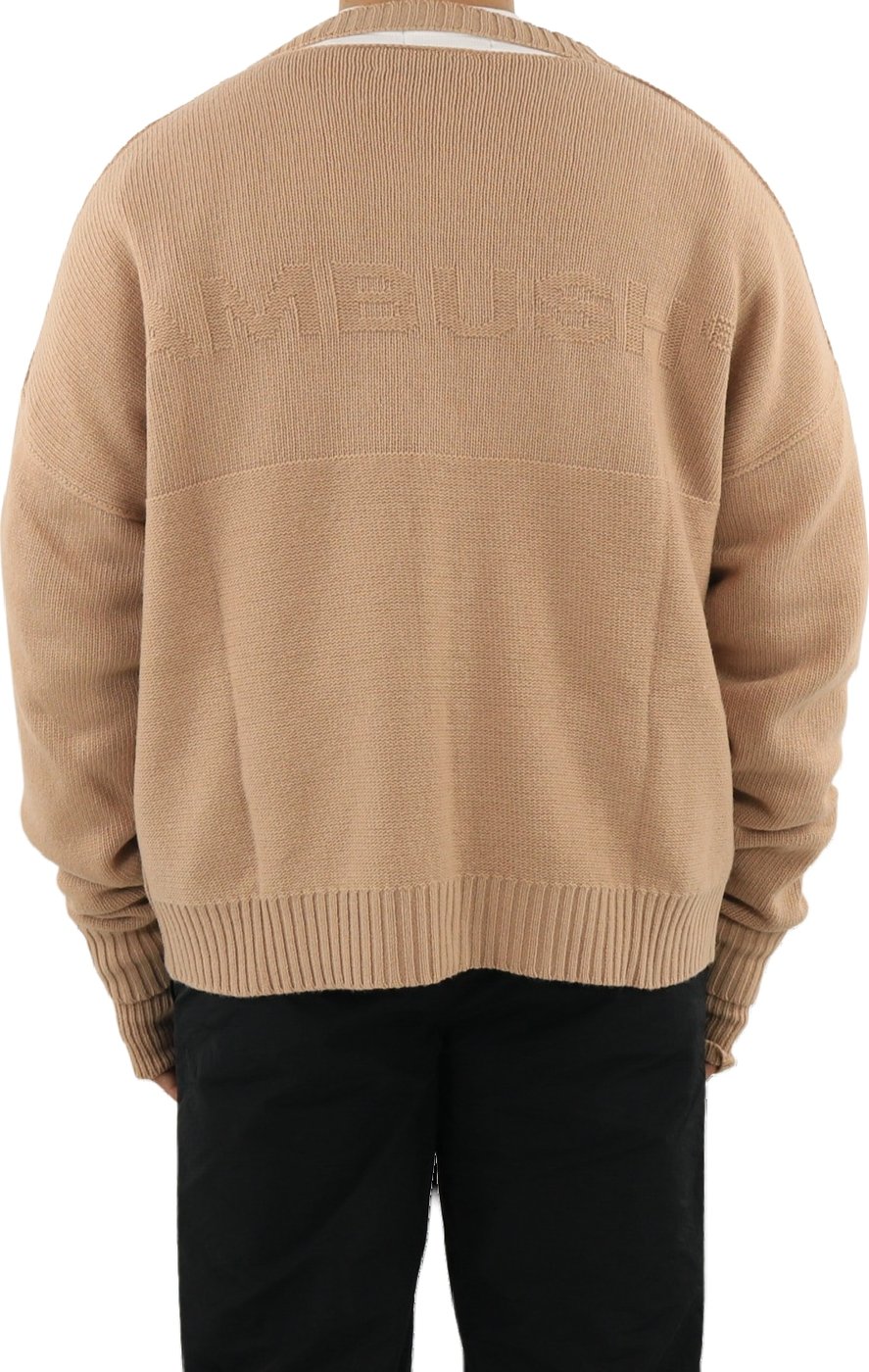 Heren Oversized Logo Cardigan  Natur