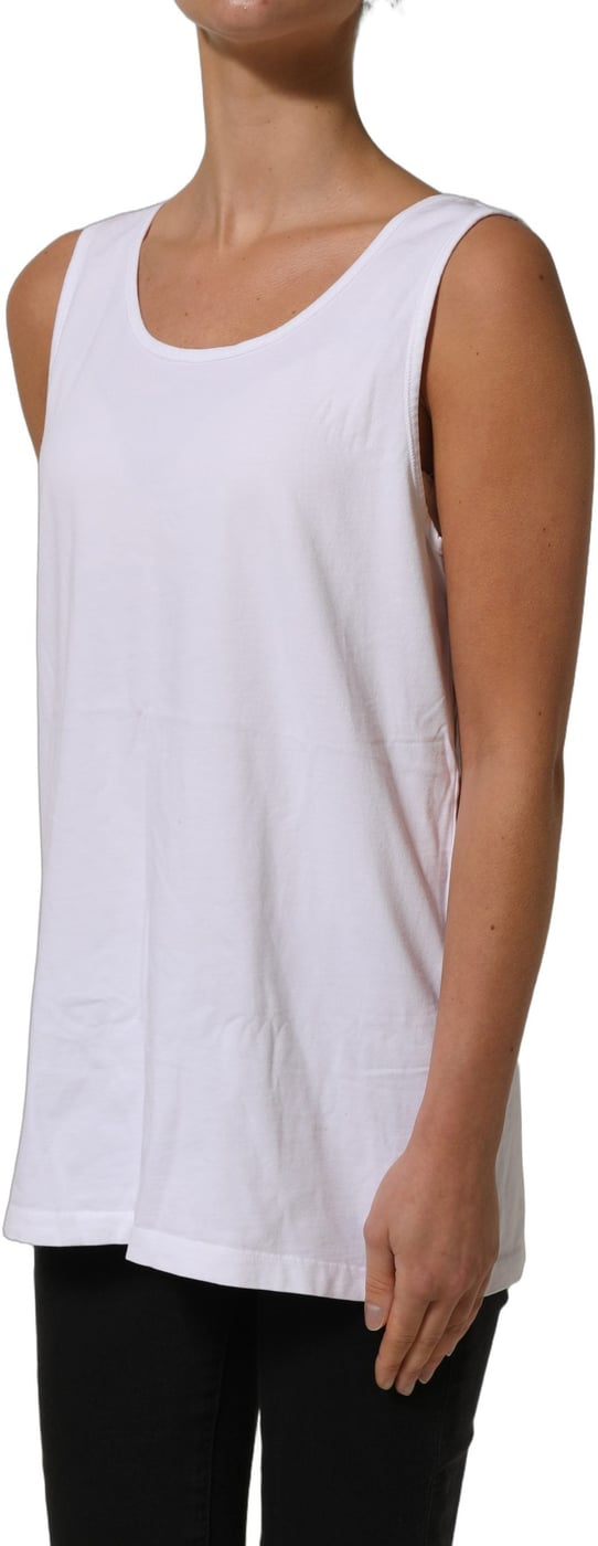 American Vintage White Cotton Round Neck Sleeveless Tank Top