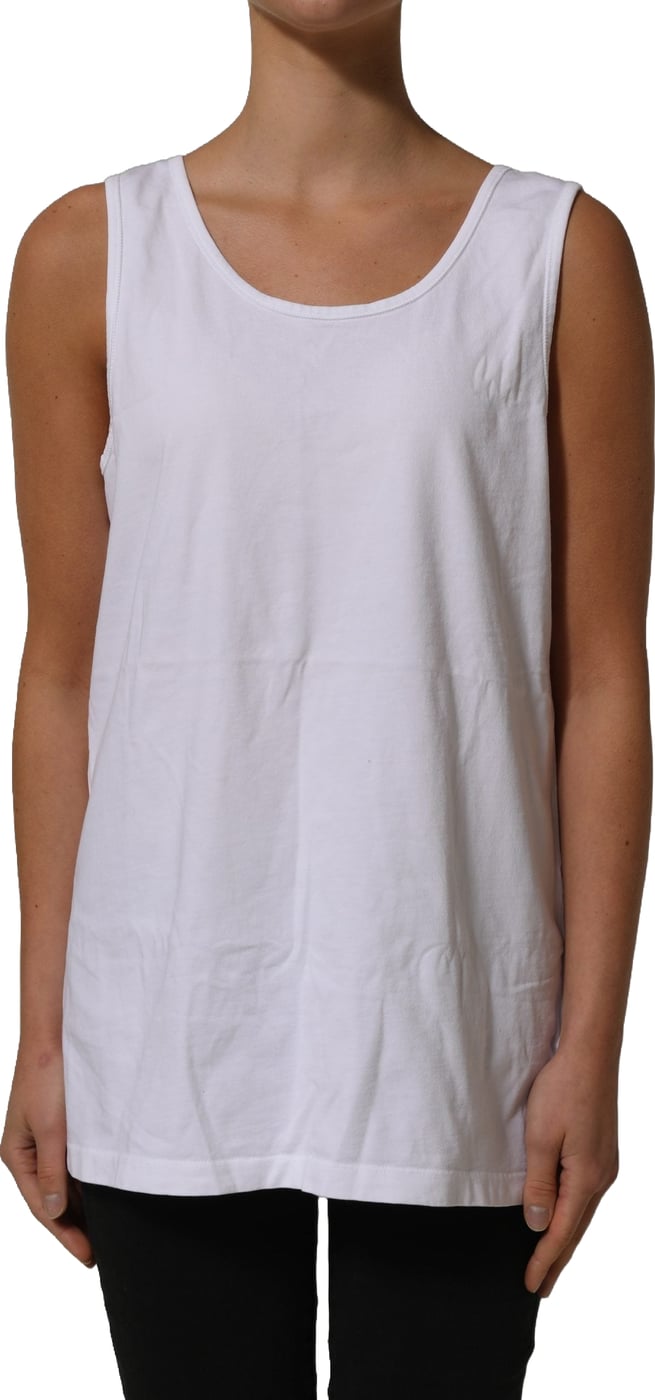 American Vintage White Cotton Round Neck Sleeveless Tank Top