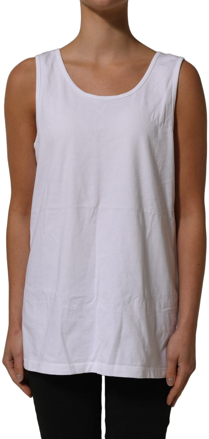 American Vintage White Cotton Round Neck Sleeveless Tank Top