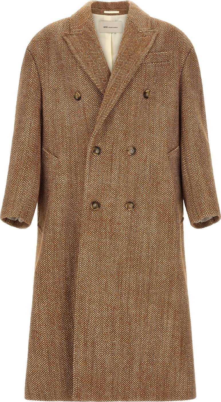 Ami Paris Brown Virgin Wool Coat