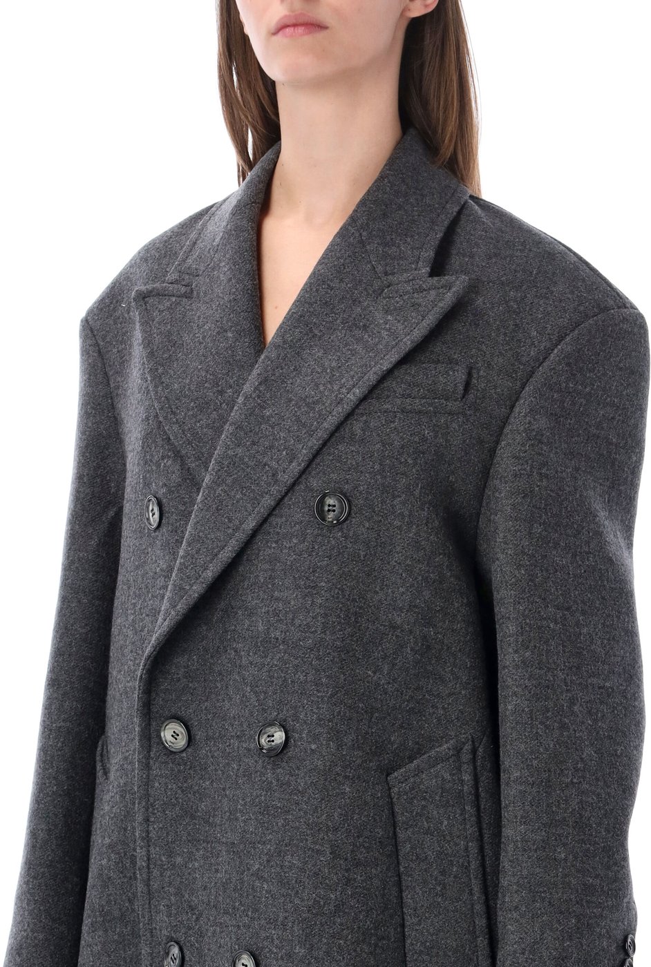Double Breasted Long Coat Grigio
