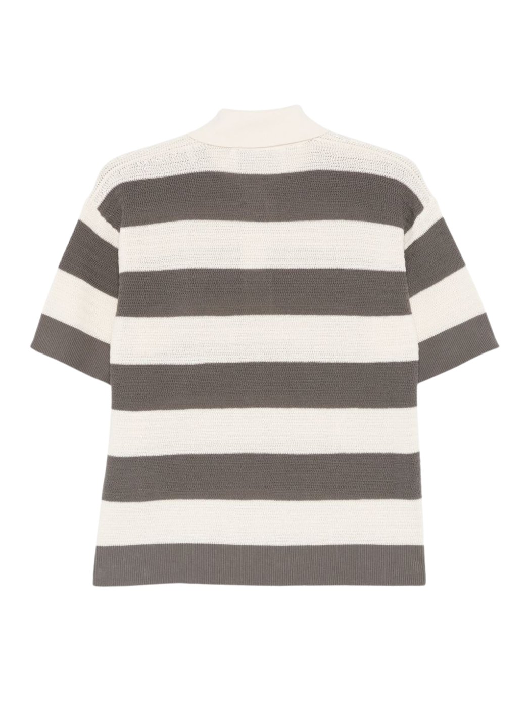 Cream Striped Cotton Polo Shirt