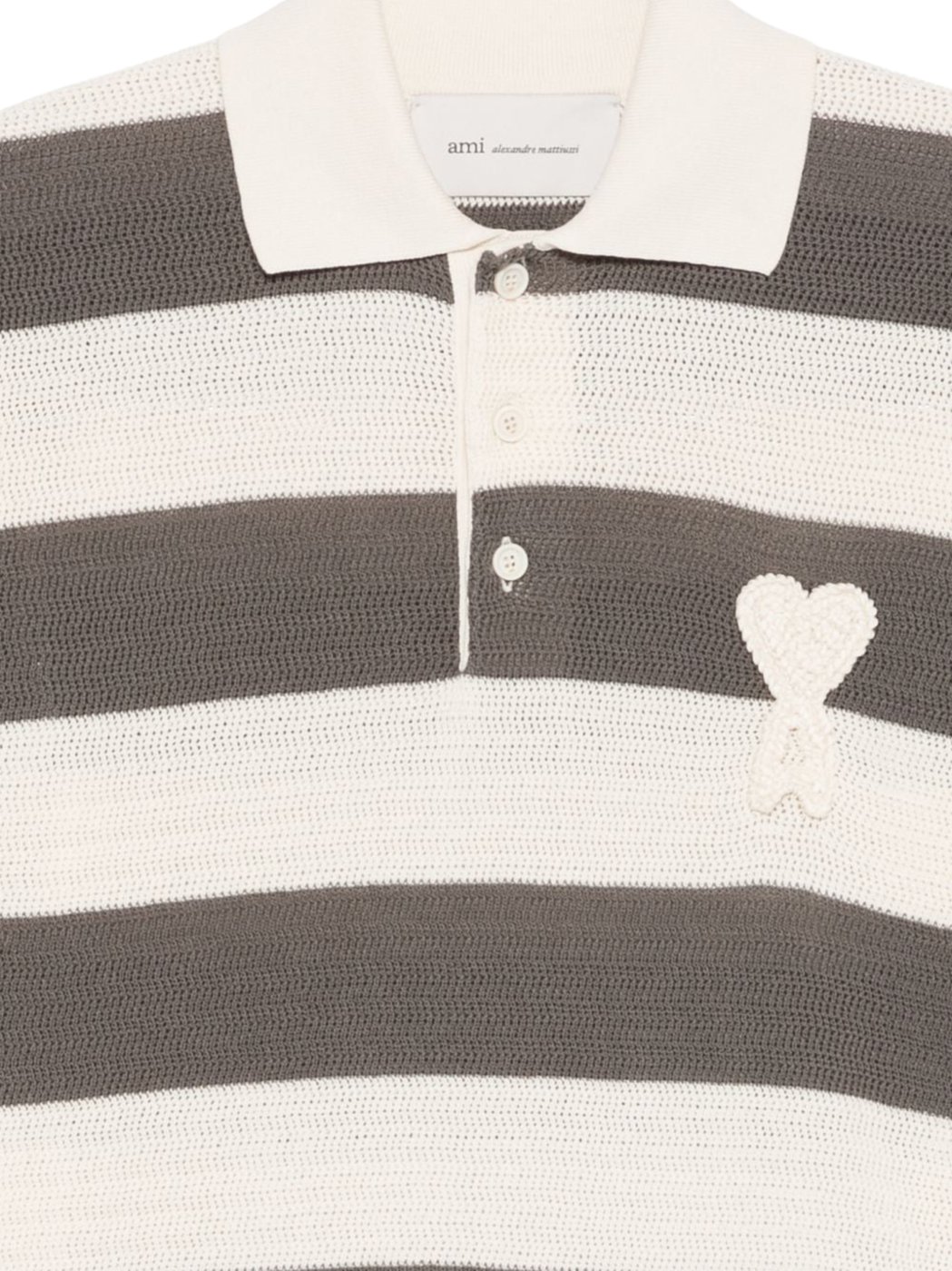 Cream Striped Cotton Polo Shirt