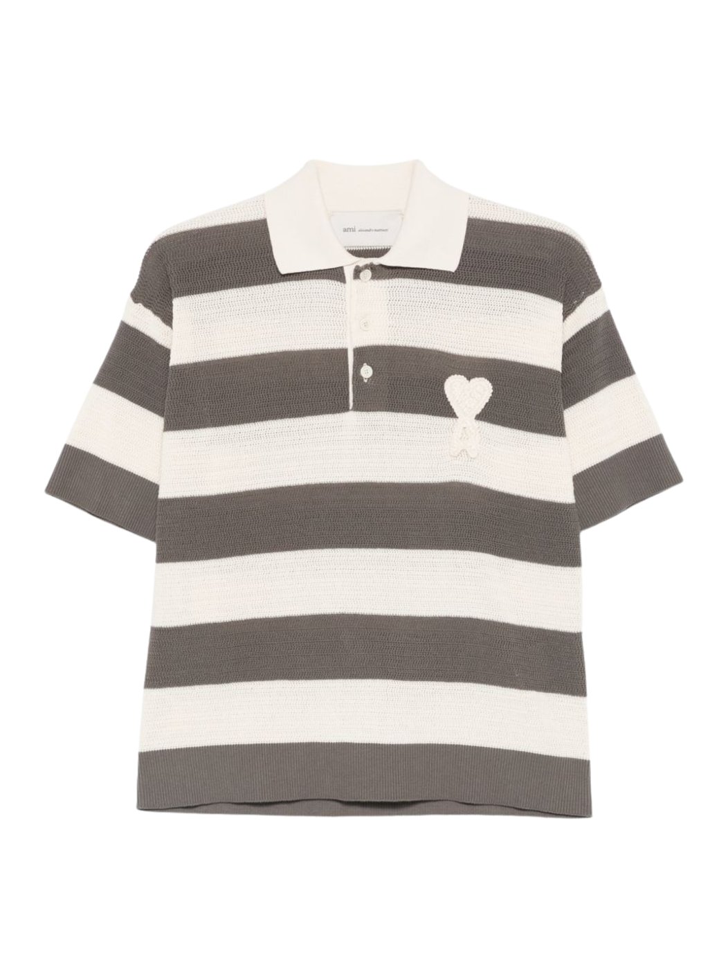 Cream Striped Cotton Polo Shirt