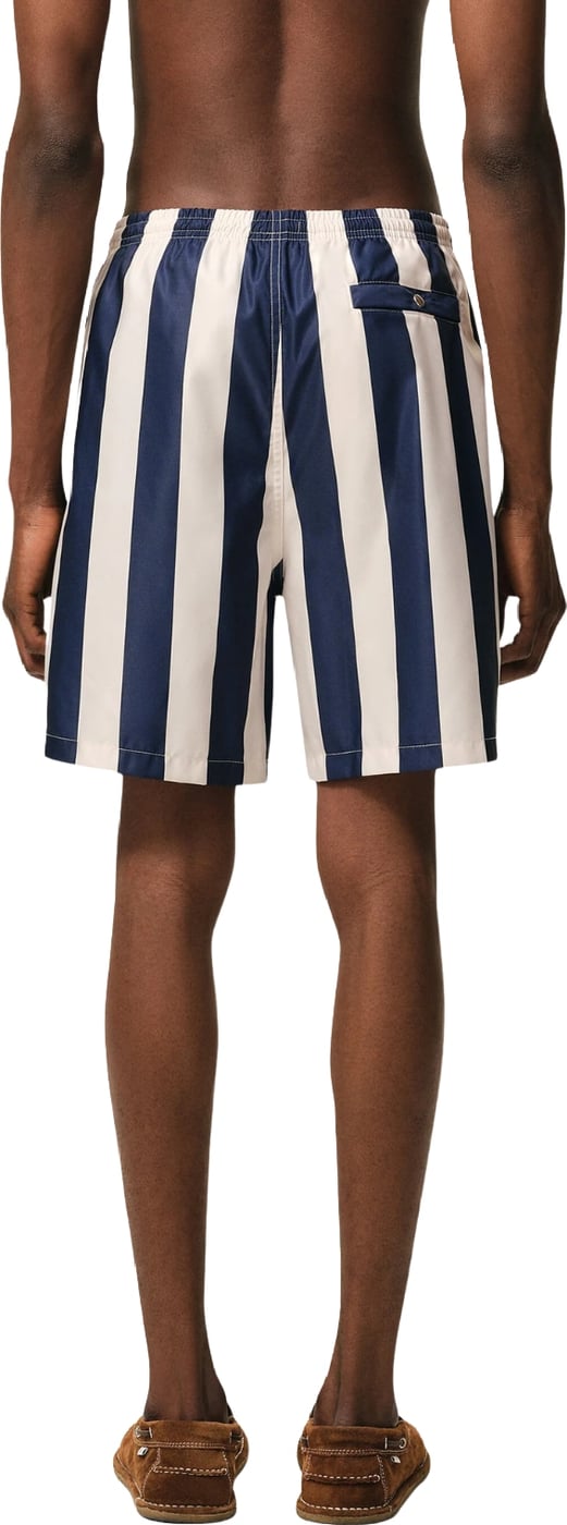 Ami Paris Long Stripes Men's Shorts White Navy