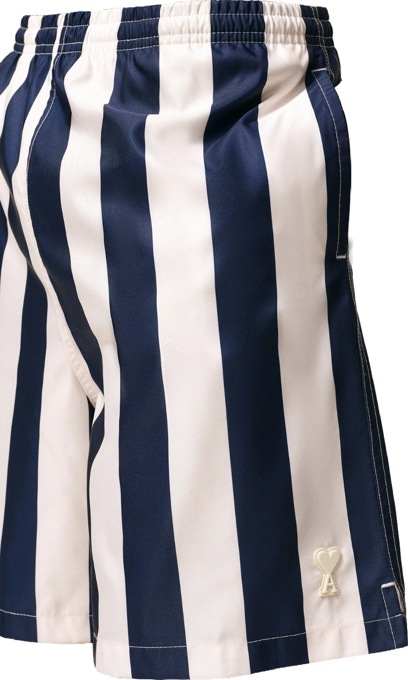 Ami Paris Long Stripes Men's Shorts White Navy
