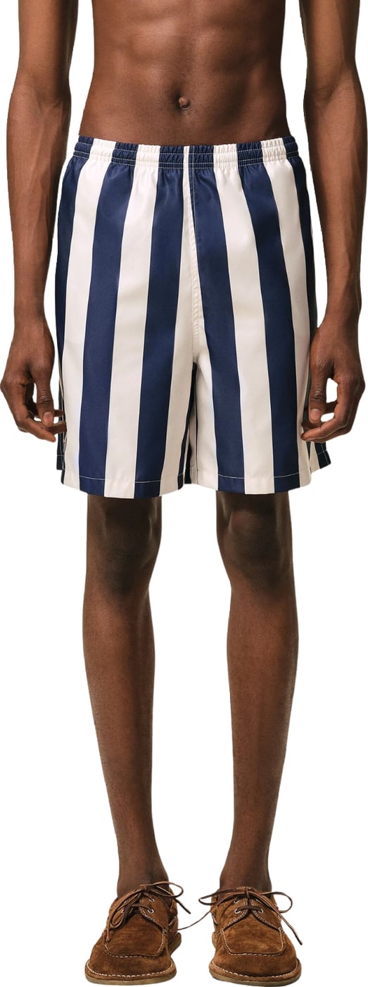 Ami Paris Long Stripes Men's Shorts White Navy