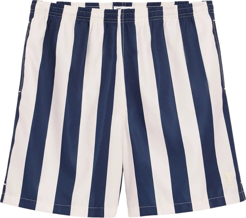 Ami Paris Long Stripes Men's Shorts White Navy