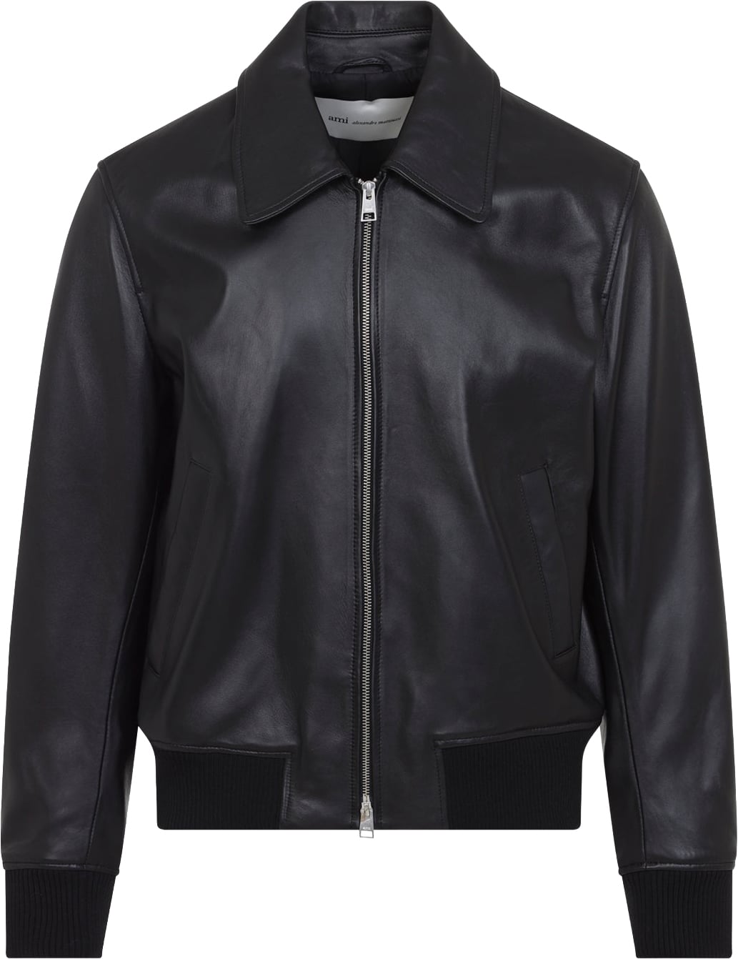 Ami Paris Zipped Leather Jacket