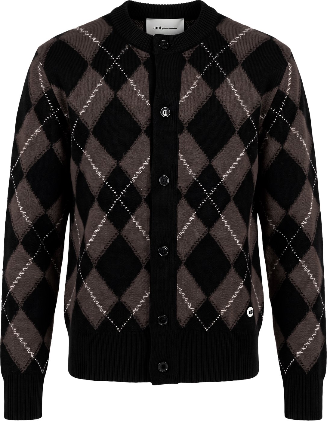 Diamond-pattern cardigan in wool