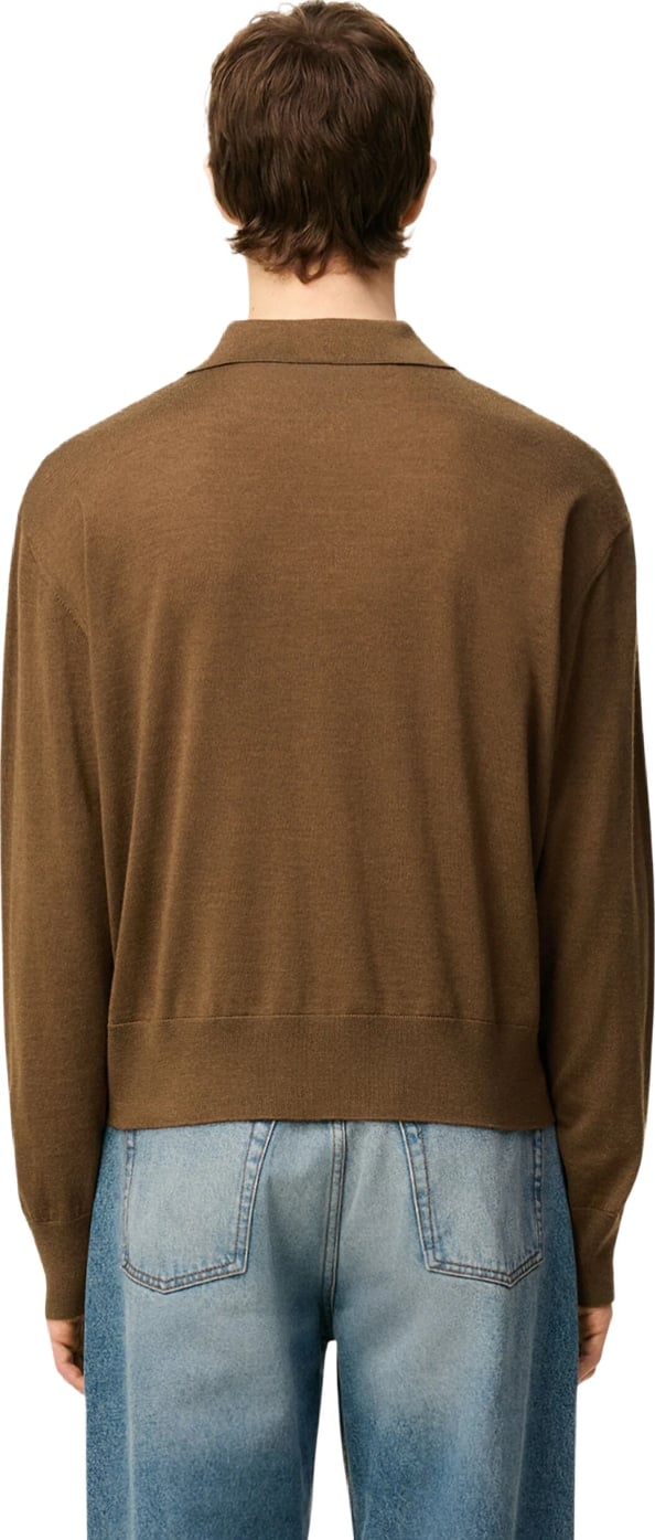 Ami Paris Ami de Coeur Men's Wool-Silk Polo Brown