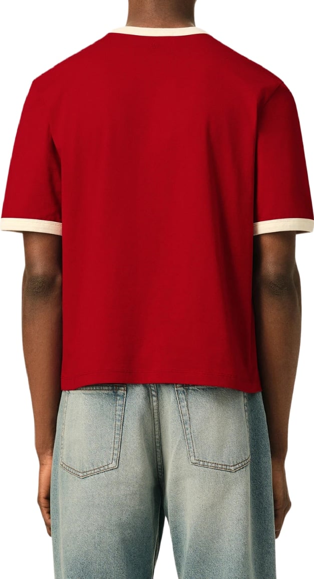 Ami Paris Red contrasted cotton t-shirt with Ami de Coeur