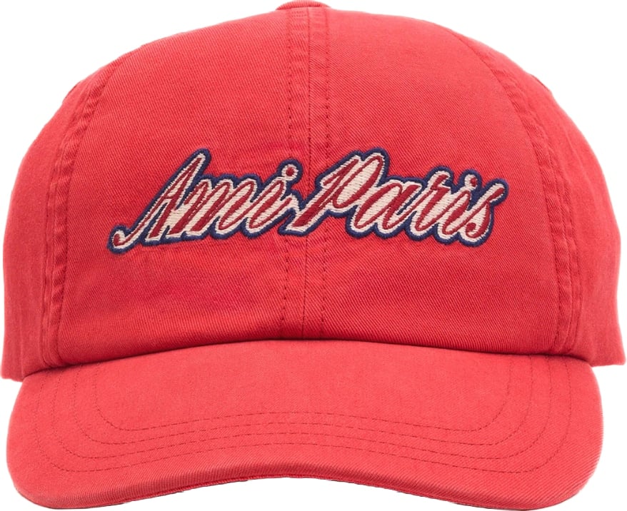 Ami Paris Red cotton cap with Ami Paris emboirery