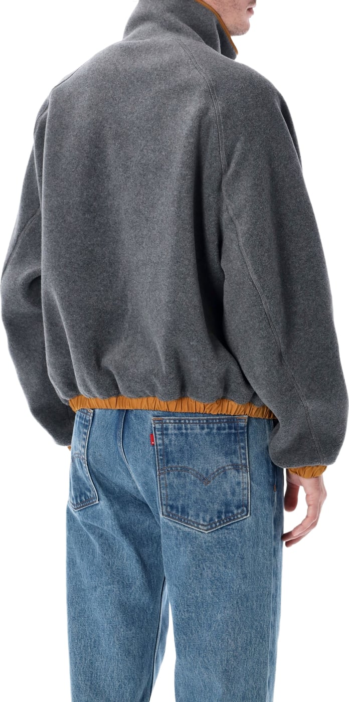 Ami Half Zipped Vareuse With Nylon Detai Gris Cendre