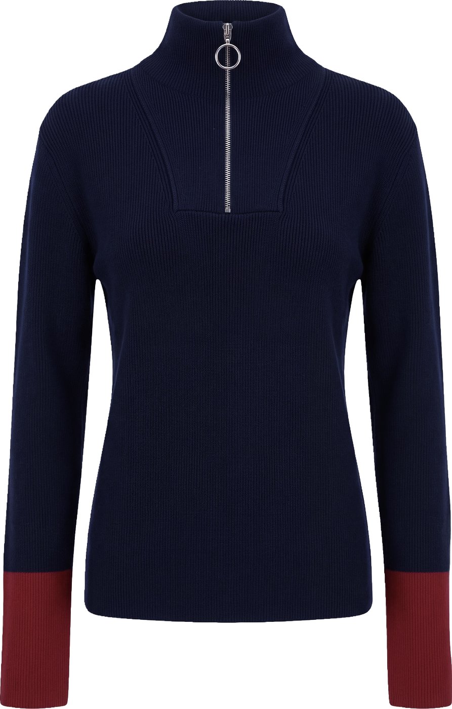 Wool sweater with zip collar