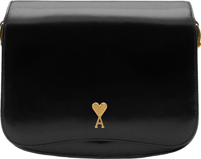 Ami Paris Glazed Leather Bag Black