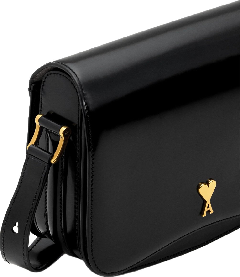 Ami Paris Glazed Leather Bag Black