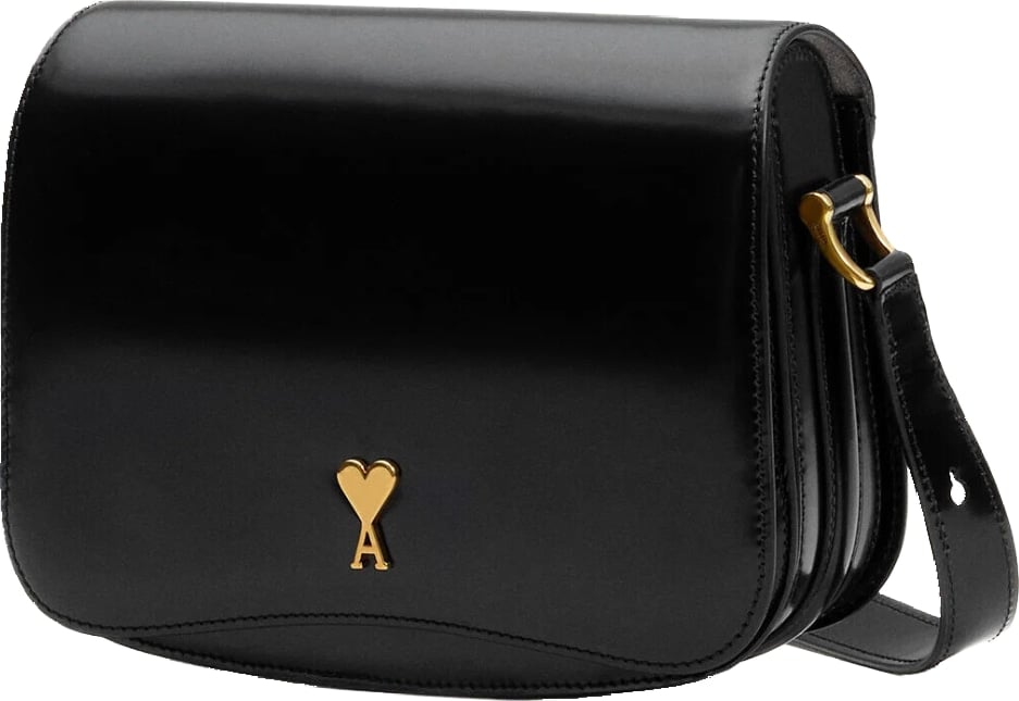 Ami Paris Glazed Leather Bag Black