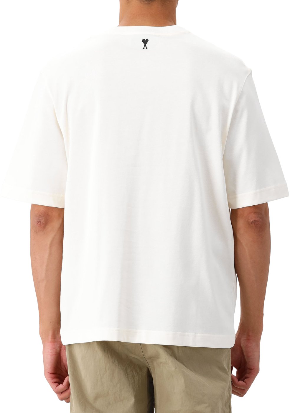 AMI Paris T-shirt Beige Signature Print Teeshirt