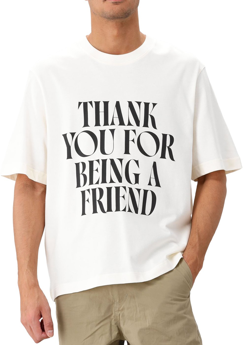 AMI Paris T-shirt Beige Signature Print Teeshirt