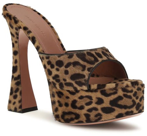 Amina Muaddi Beige Calf Leather Bos Taurus Platform Sandals