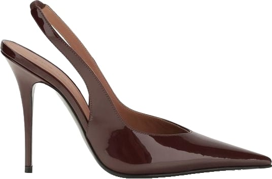 Amina Muaddi Bordeaux Calf Leather Bos Taurus High Heel Pumps