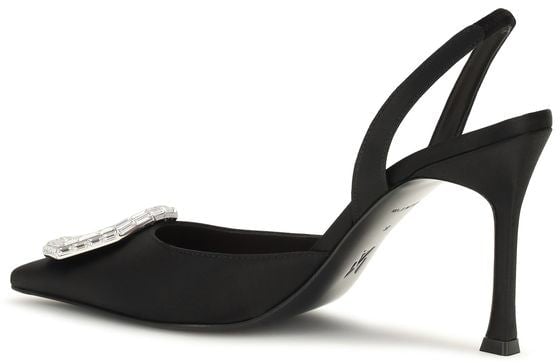 Amina Muaddi Black Satin High Heel Pumps