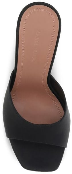 Amina Muaddi Black Calf Leather Bos Taurus Platform Sandals