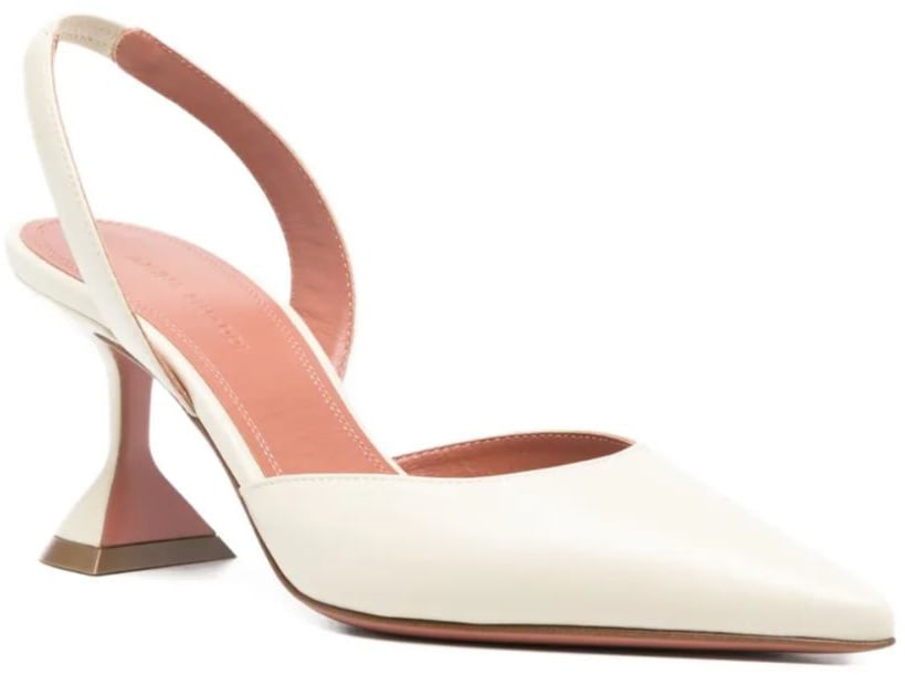 Amina Muaddi Holli Leather Slingback Pumps