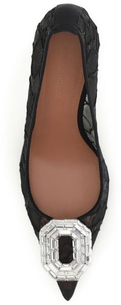 Amina Muaddi Black Fabric High Heel Pumps