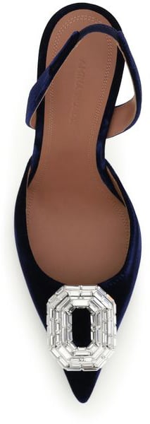 Amina Muaddi Blue Velvet High Heel Pumps