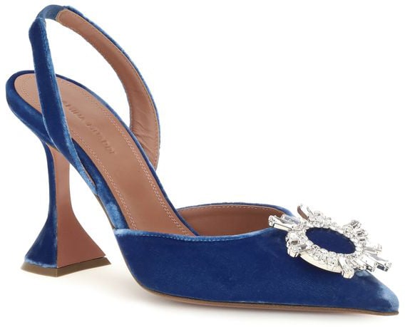Amina Muaddi Blue Viscose High Heel Pumps